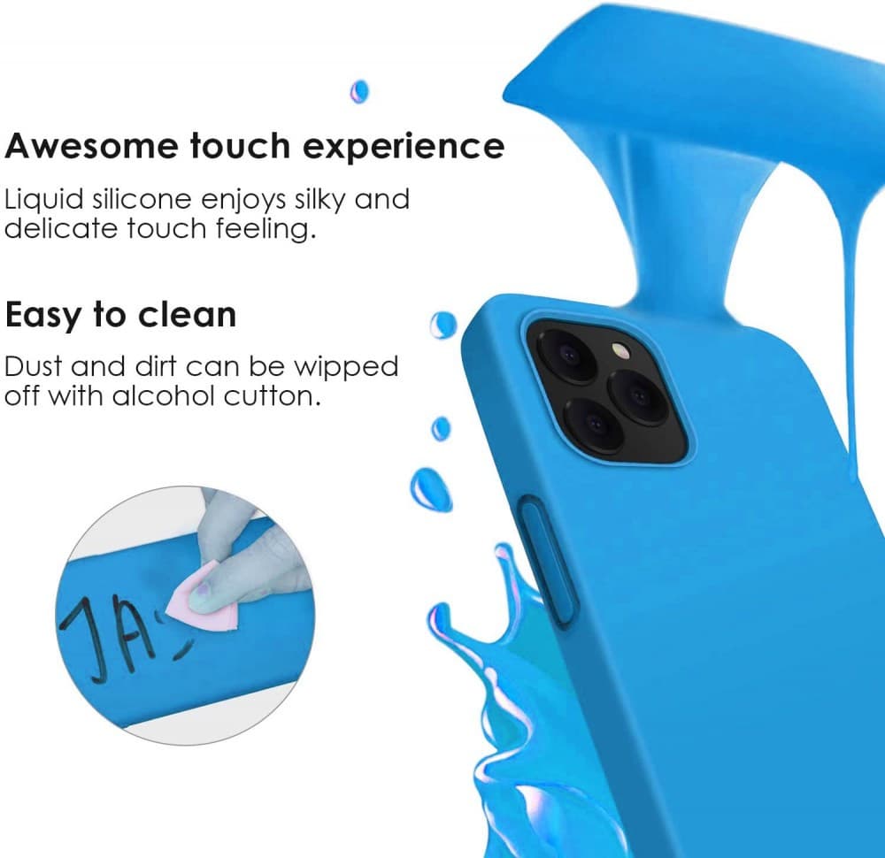 Husa Apple iPhone 11 Pro Luxury Silicone, catifea in interior, protectie camere, albastru — varianta 4