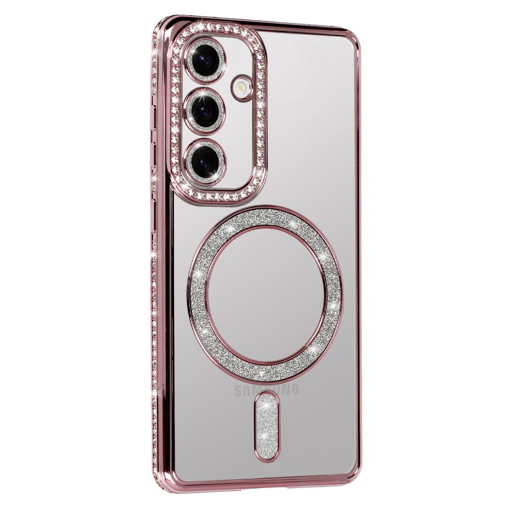 Husa Samsung Galaxy A36, Electroplating Bling Magsafe, protectie camera, rose gold — principală