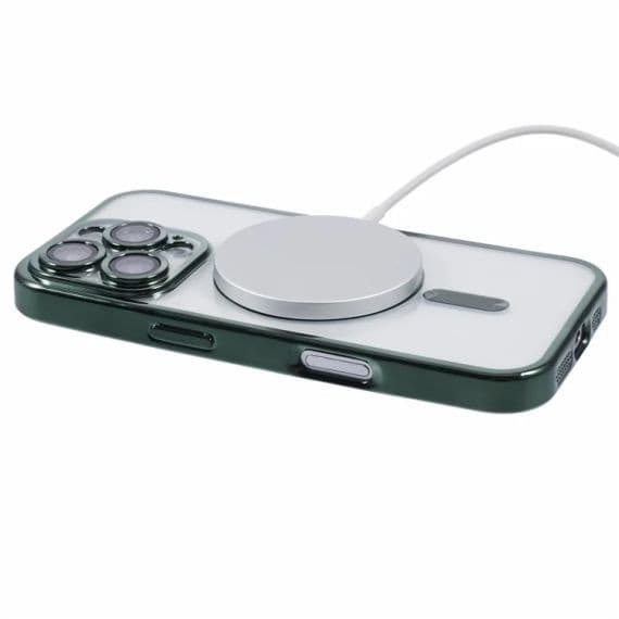 Husa Apple iPhone 16 Plus, Magsafe Electroplating TPU, protectie camera, margini verzi — varianta 2