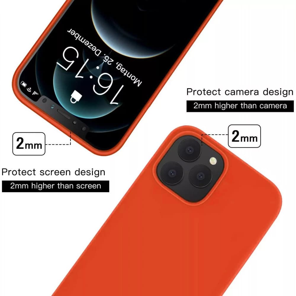 Husa Apple iPhone 11 Luxury Silicone, catifea in interior, protectie camere, portocalie — 3