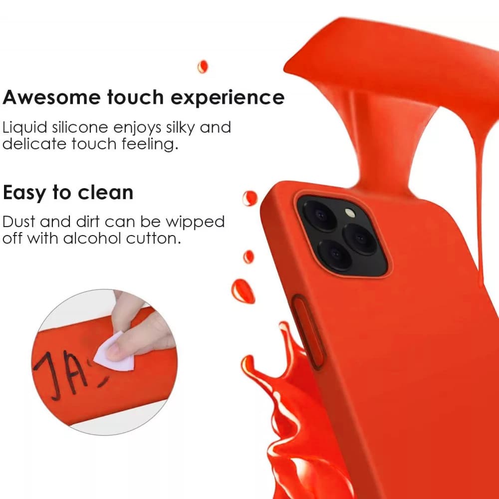 Husa Apple iPhone 11 Luxury Silicone, catifea in interior, protectie camere, portocalie — 4
