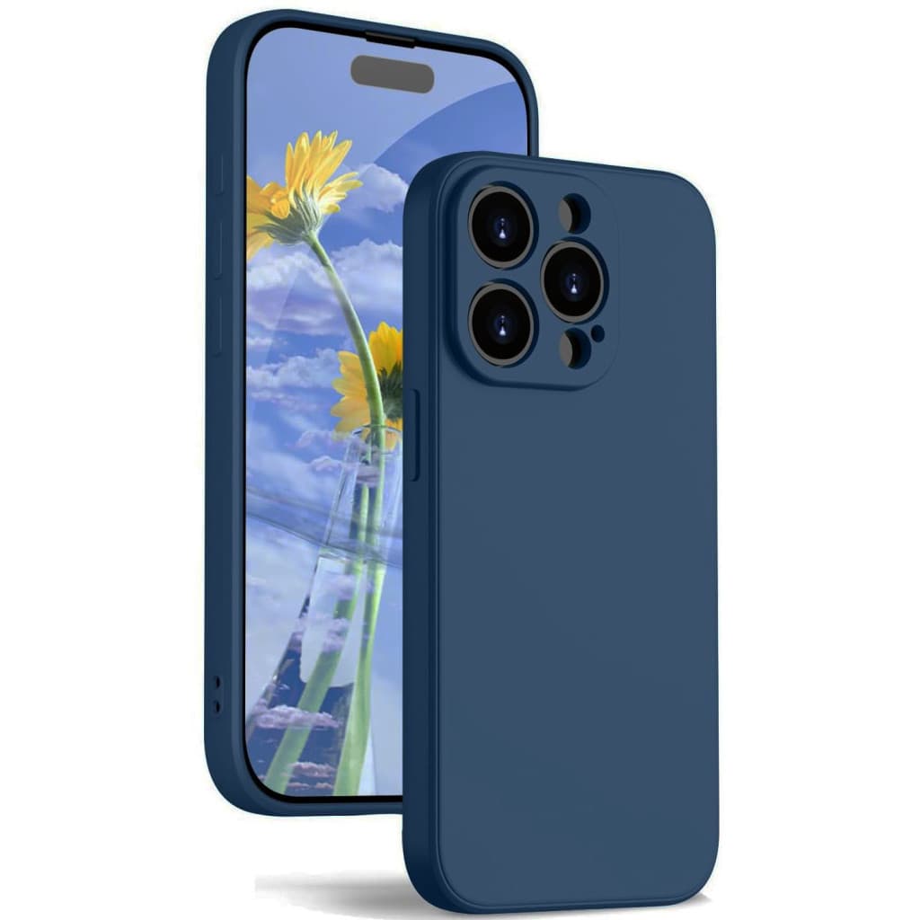 Husa Apple iPhone 14 Pro Max, Luxury Silicone, catifea in interior, protectie camere, albastra — principală
