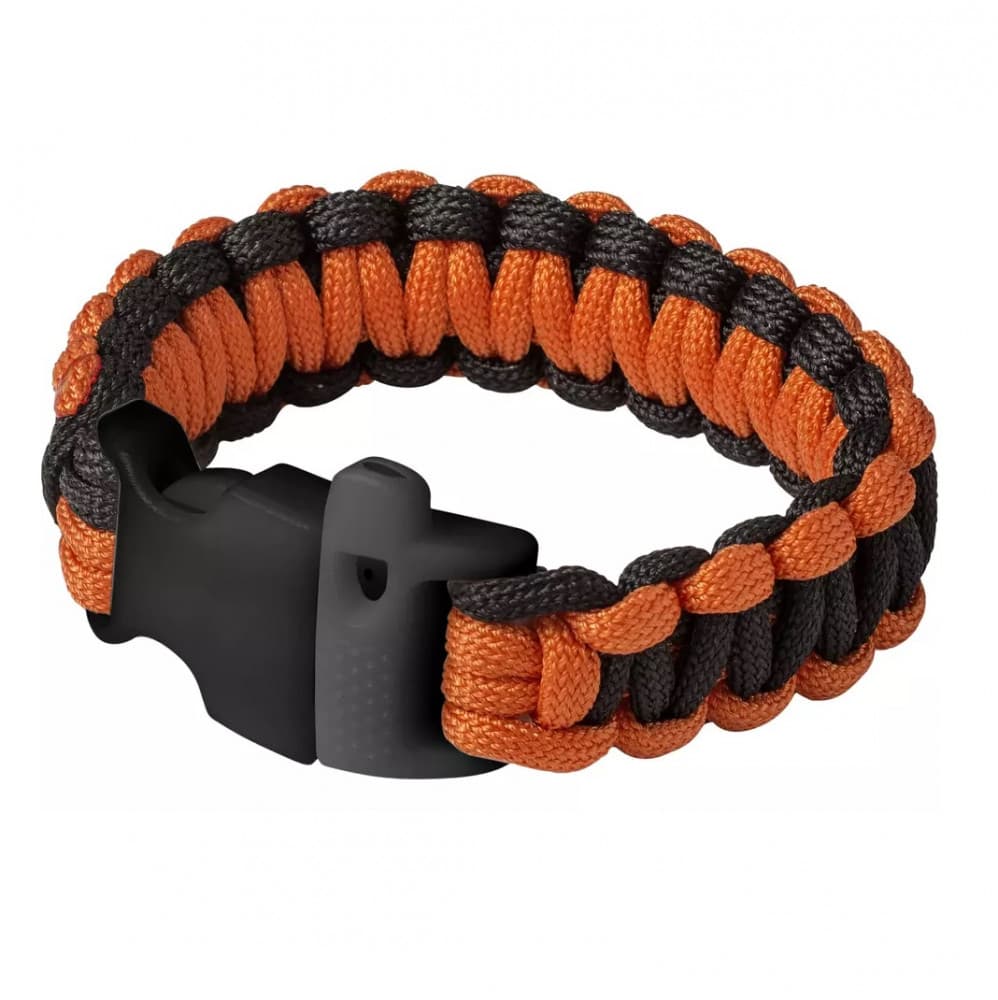Bratara model Elevate Elliott Survival din snur tip Paracord, cu fluier, negru/portocaliu — principală