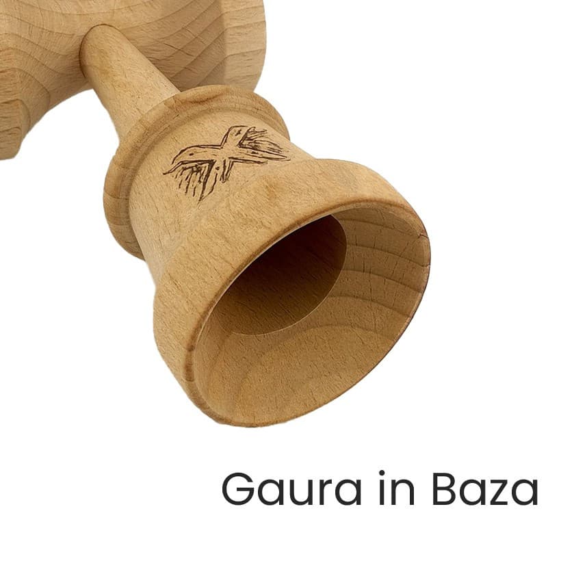Jucarie lemn Kendama X, Rubber Grip, cupe mari V3, gaura in basecup, rulment, ata rezerva, negru/alb — varianta 4