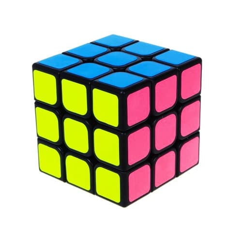 Jucarie cub tip Rubik, 3 x 3 randuri, 5.5 cm, 6 fete colorate (albastru, alb, roz, verde, portocaliu, galben) — principală