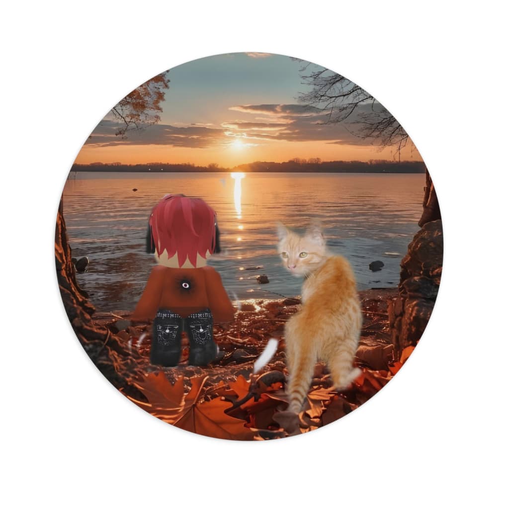 Mousepad Lucas Roblox si pisica, rotund, diametru 20 cm — principală