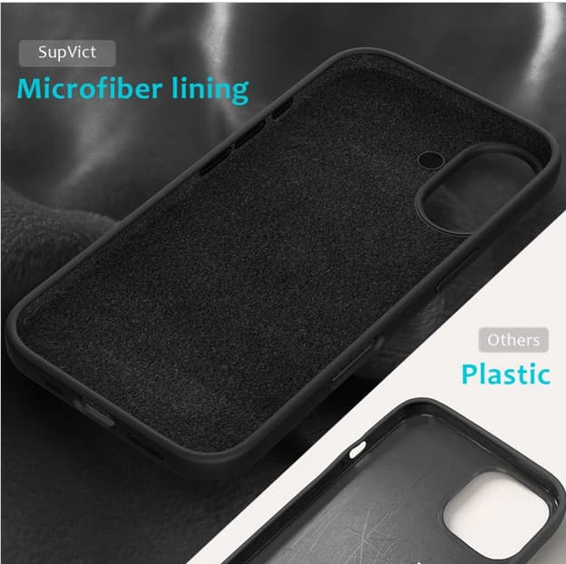 Husa Apple iPhone 16e, Luxury Silicone, catifea in interior, neagra — varianta 2