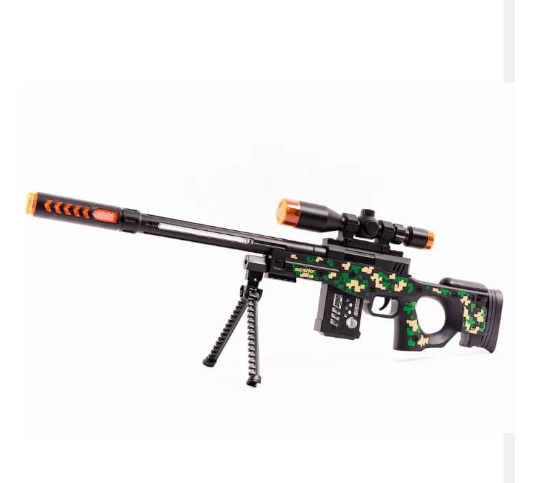 Pusca cu luneta de jucarie, cu lumini si sunete, trepied, 61 cm, negru/verde — varianta 2