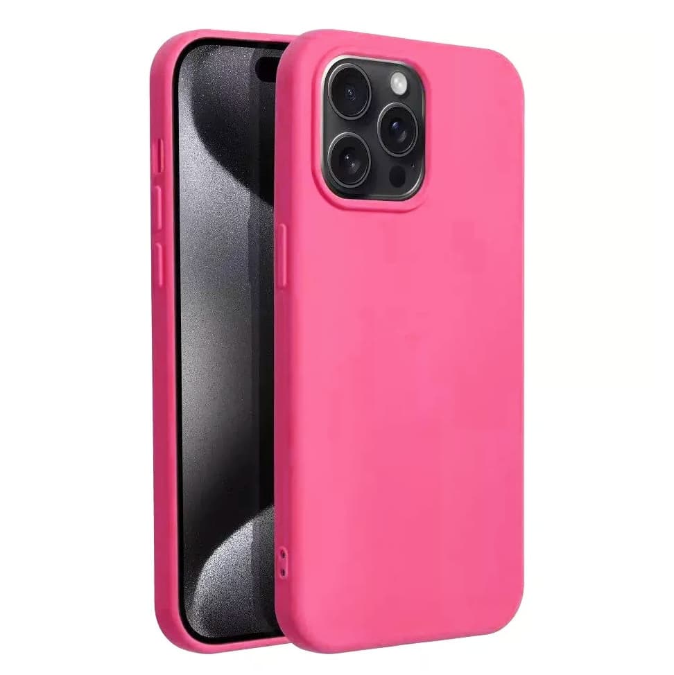 Husa Apple iPhone 15, Luxury Silicone, catifea in interior, roz ciclam