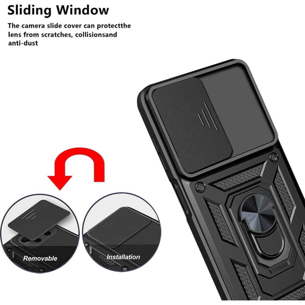 Husa Samsung Galaxy S24 Ultra, Camshield Armor, inel sustinere, protectie camera, neagra — varianta 4