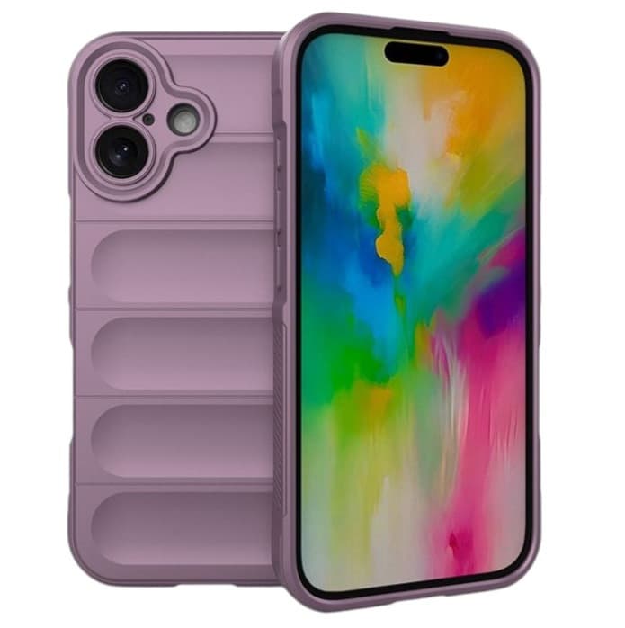 Husa Apple iPhone 16, Wave Silicone, protectie camera, catifea in interior, light purple — principală