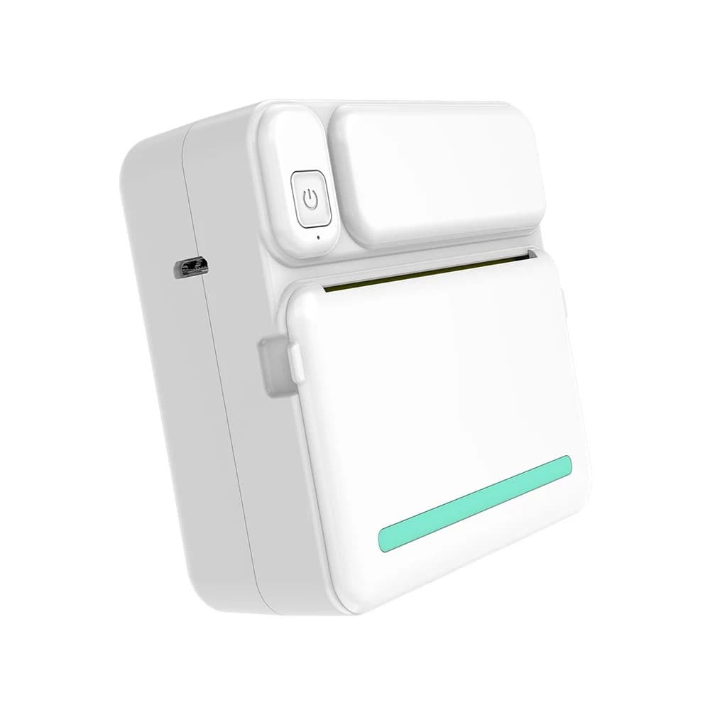 Mini imprimanta termica C19, compatibil iOS/Android, alb/turcoaz — varianta 3