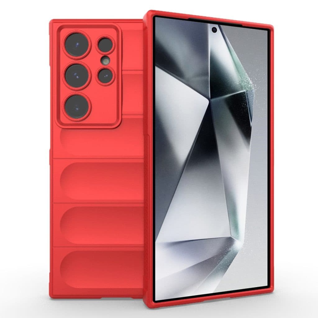 Husa Samsung Galaxy S24 Ultra, Wave Silicone, protectie camera, catifea in interior, pure red