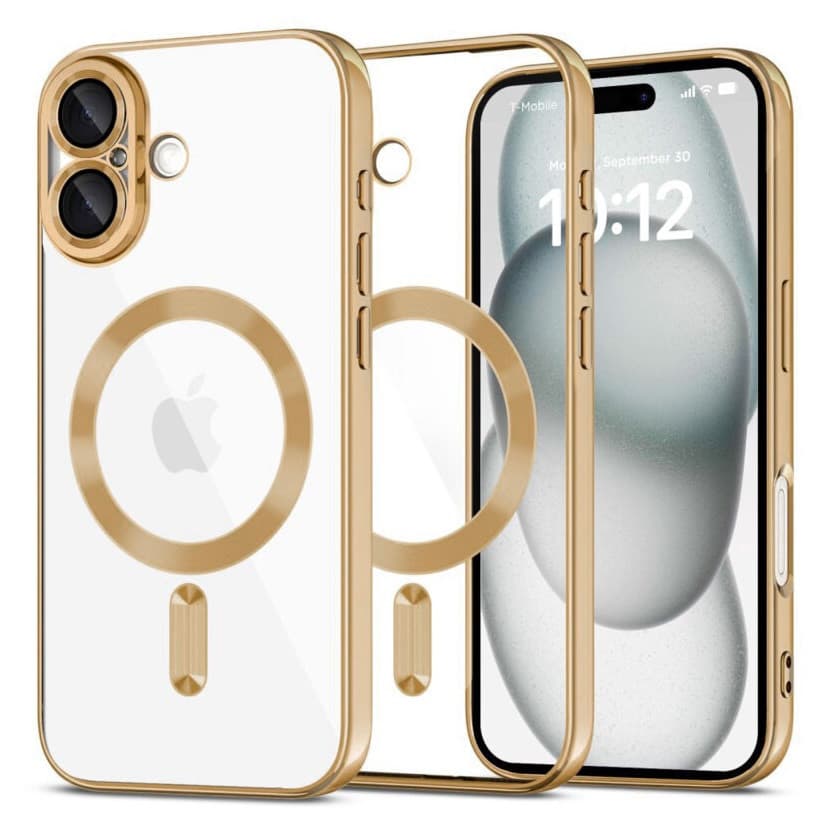 Husa Apple iPhone 13 Pro, Magsafe Electroplating TPU, protectie camera, margini aurii — principală
