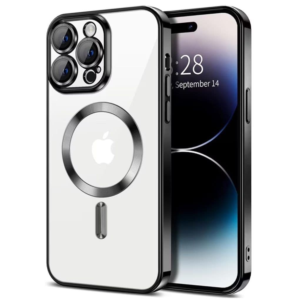 Husa Apple iPhone 12 Pro Max, Magsafe Electroplating TPU, protectie camera, margini negre — principală