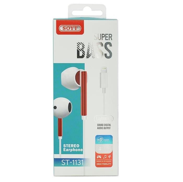 Casti audio cu microfon SOYT ST-1131, conector Lightning pentru iPhone/iPad, alb/rosu — varianta 4
