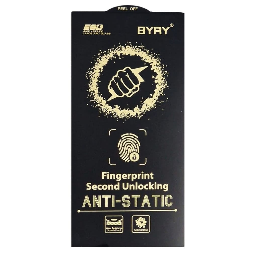 Folie sticla Samsung Galaxy S24 Ultra, BYRY Antistatic ESD, deblocare amprenta, margini negre — principală