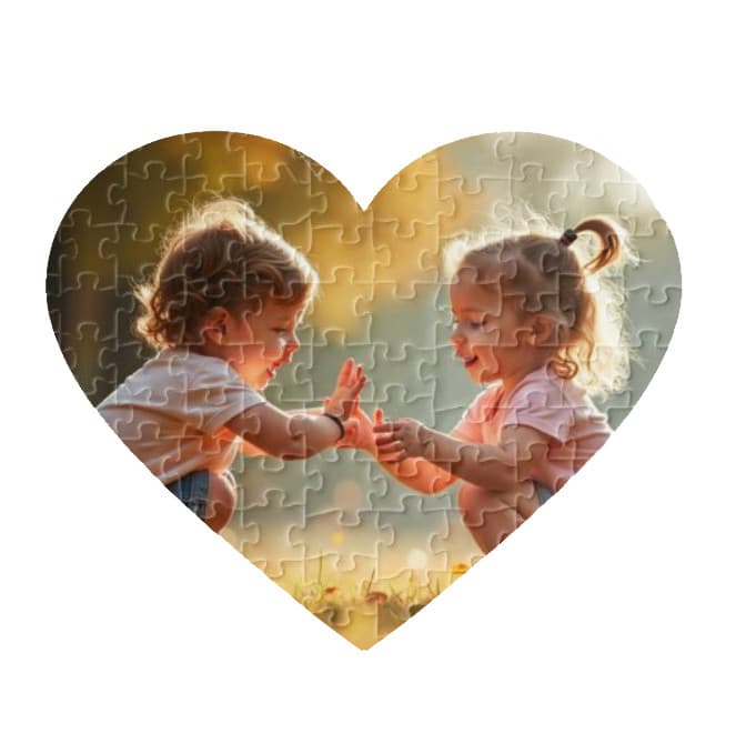 Puzzle personalizat cu poza ta, in forma de inima, 23.5 x 17.5 cm, 50 piese — varianta 3