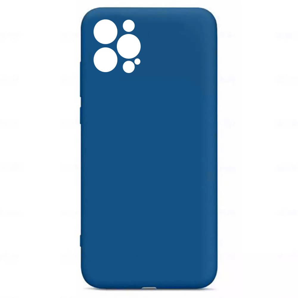 Husa Apple iPhone 13 Pro Max Luxury Silicone, catifea in interior, protectie camere, albastru inchis — principală