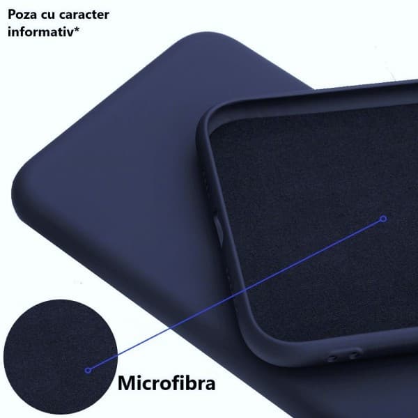 Husa Apple iPhone 13 Pro Max Luxury Silicone, catifea in interior, protectie camere, albastru inchis — varianta 2