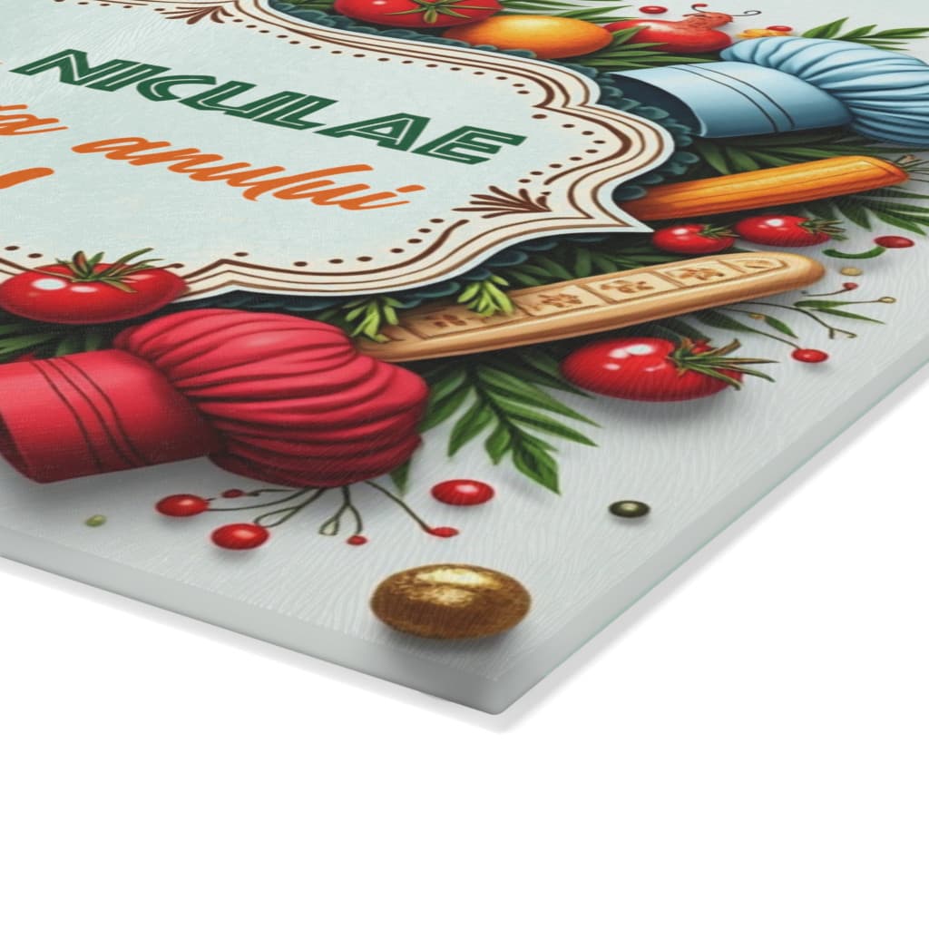 Tocator de sticla, 27 x 18 cm, personalizabil cu nume si mesaj — varianta 3