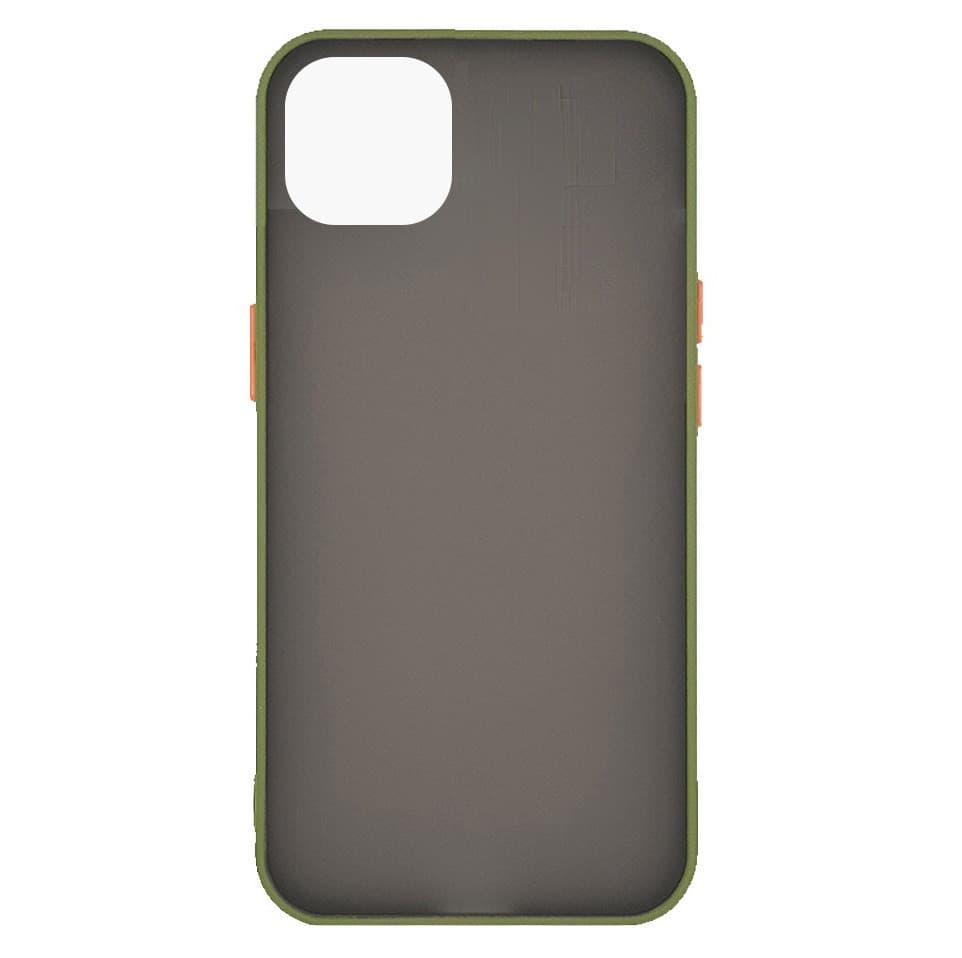 Husa protectie Apple iPhone 13, Shockproof Bumper, rama verde, butoane portocalii — principală