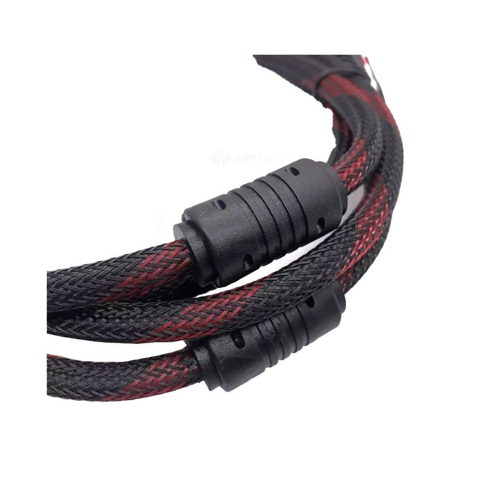 Cablu HDMI to HDMI, lungime 1.5 metri, protectie textila, negru/rosu — varianta 2