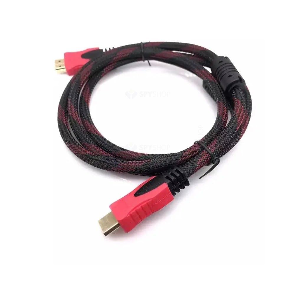 Cablu HDMI to HDMI, lungime 1.5 metri, protectie textila, negru/rosu — varianta 4