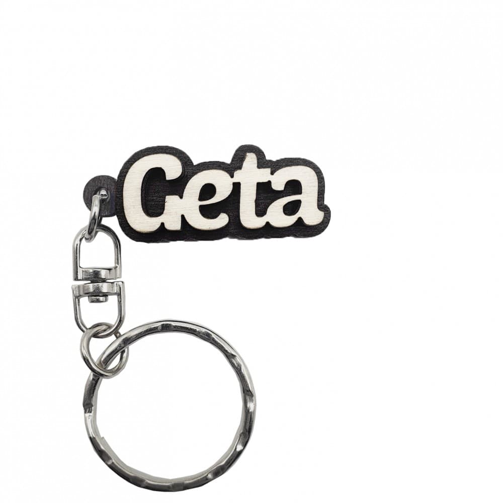 Breloc din lemn, nume "Geta" — principală
