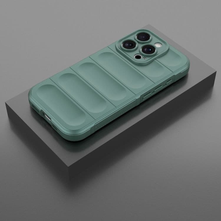 Husa Apple iPhone 14 Pro Max, Wave Silicone, protectie camera, catifea in interior, deep green — varianta 2