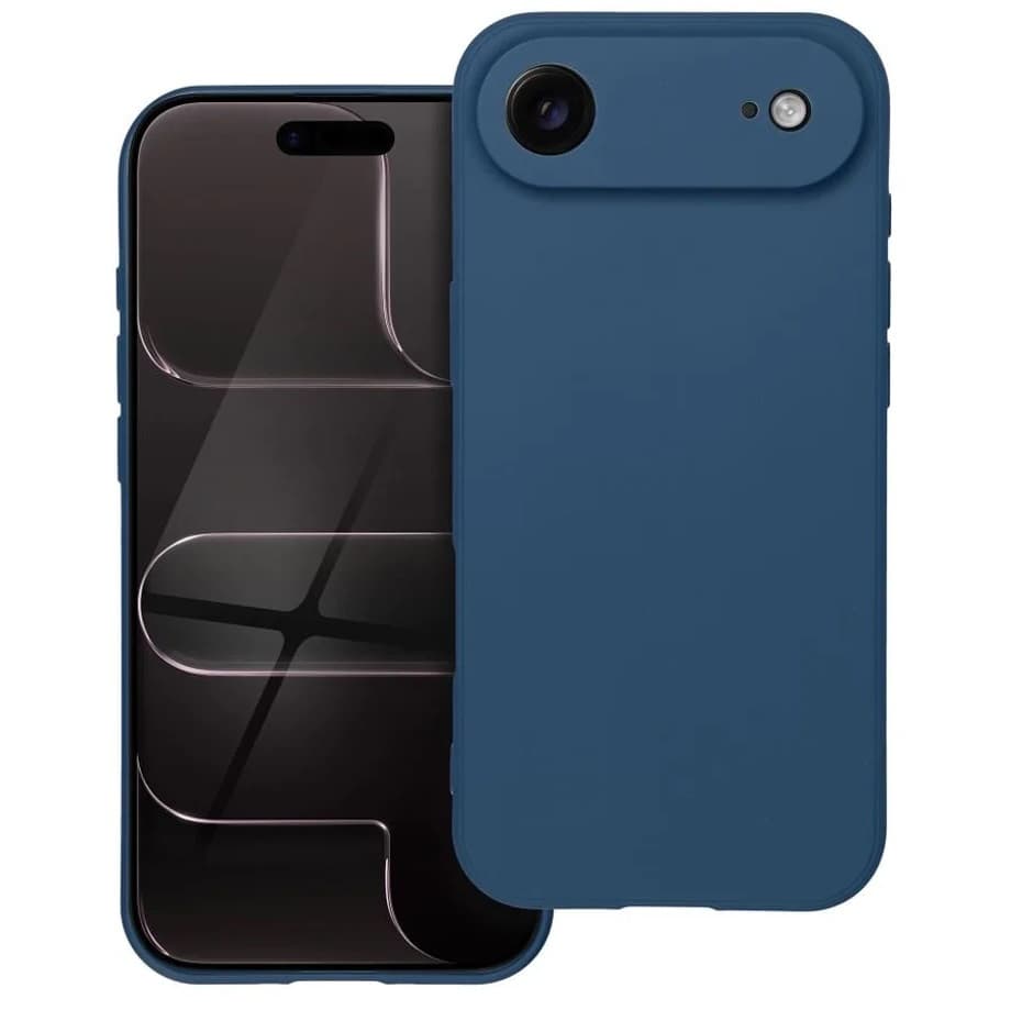 Husa Apple iPhone 17 Air, Luxury Silicone, protectie camera, catifea in interior, albastru inchis — principală