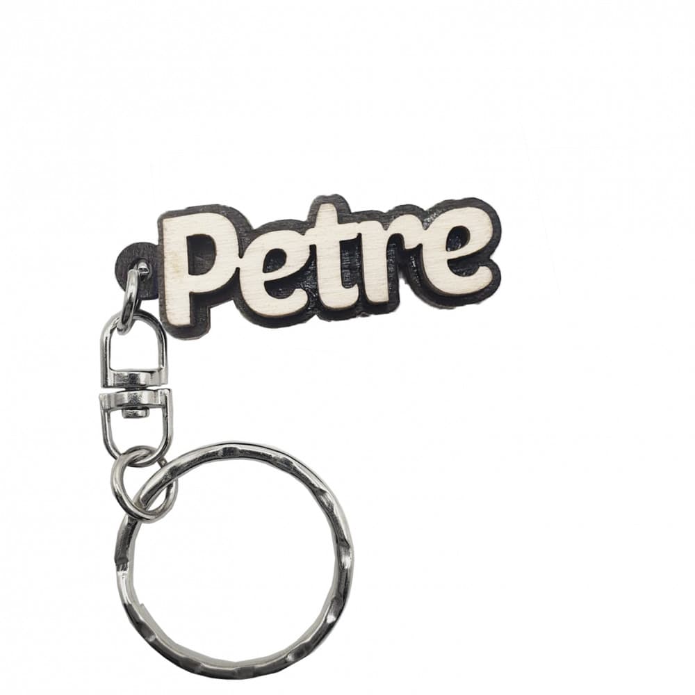 Breloc din lemn, nume "Petre" — principală