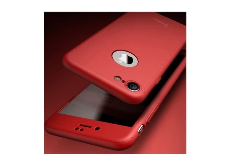Husă Apple iPhone 7, IPAKY Full Cover 360° (față + spate + sticlă), rosie — varianta 2