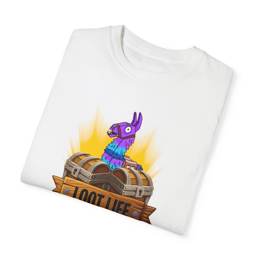 Tricou personalizat alb, copii/adulti, design Loot Life, modal, diverse marimi — varianta 3