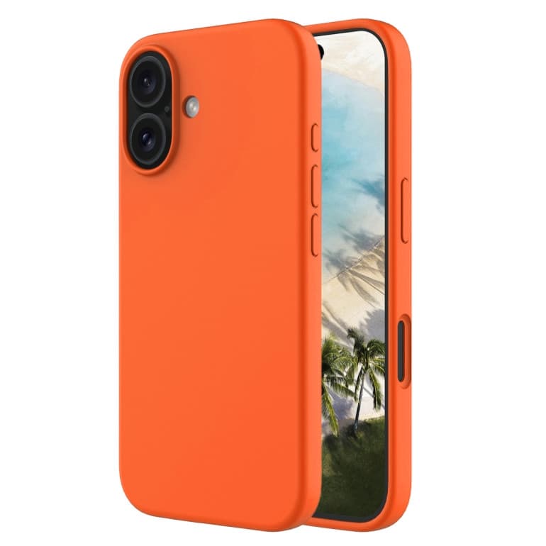Husa Apple iPhone 16 Plus, Luxury Silicone, catifea in interior, portocalie — principală