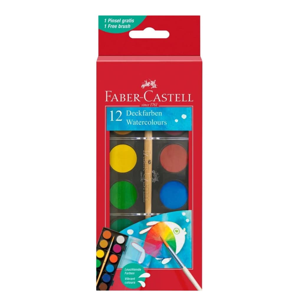 Set 12 acuarele Faber-Castell, pensula inclusa — principală