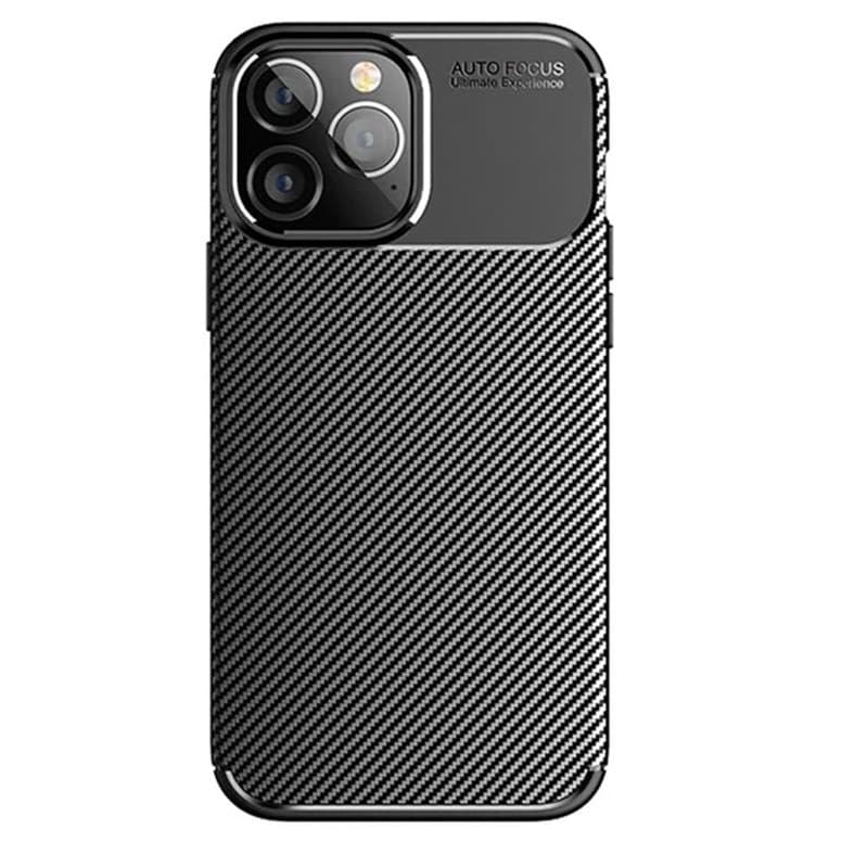 Husa Carbon Fiber pentru Apple iPhone 16 Pro, aspect carbon, neagra — principală