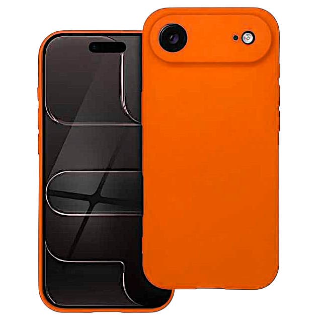 Husa Apple iPhone 17 Air, Luxury Silicone, protectie camera, catifea in interior, portocalie — principală
