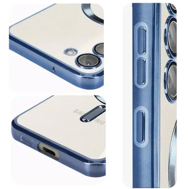 Husa Samsung Galaxy A35 5G, Electroplating Magsafe TPU, protectie camera, margini albastre — 2