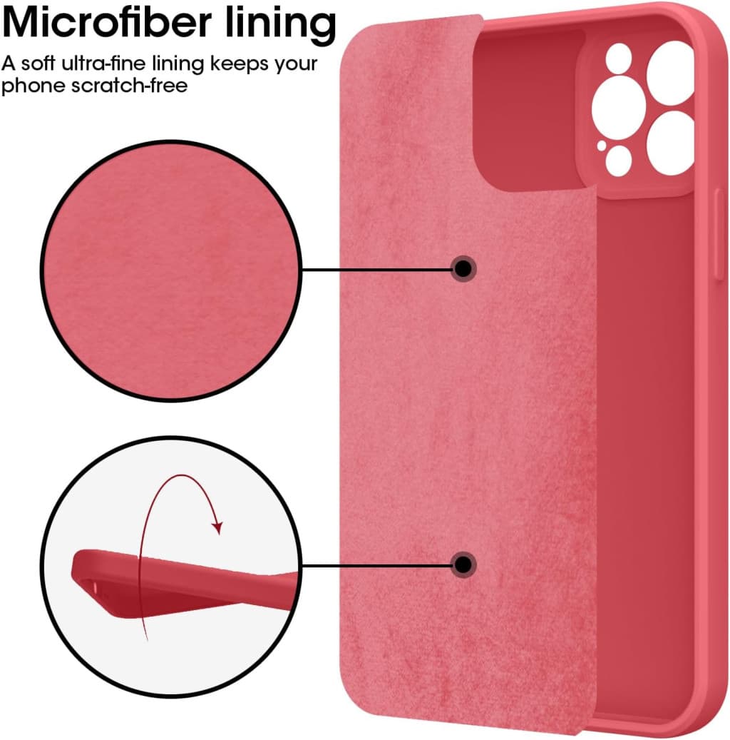 Husa Apple iPhone 14 Pro Max, Luxury Silicone, catifea in interior, protectie camere, rosie — 4