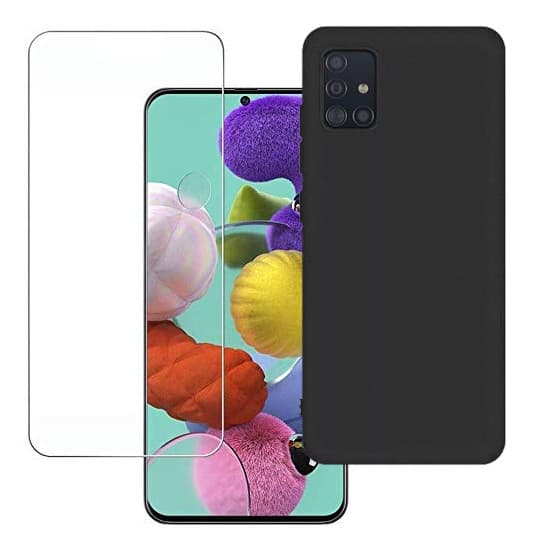 Set folie si husa Samsung Galaxy S22, sticla transparenta si Matt TPU, negru — principală