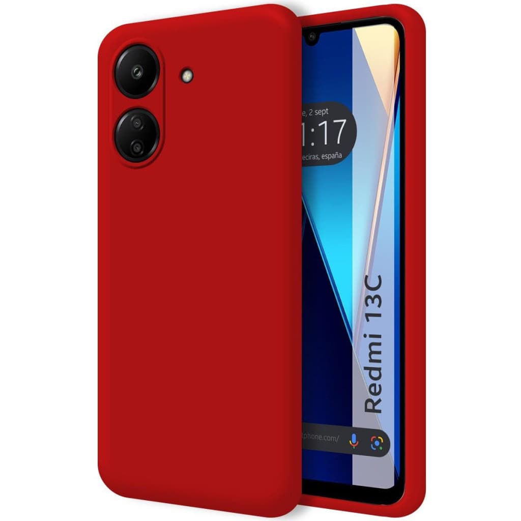 Husa Xiaomi Redmi 13C, Luxury Silicone, protectie camera, catifea in interior, rosie — principală