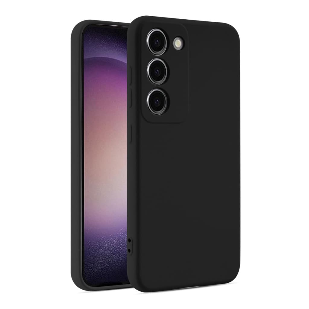 Husa Samsung Galaxy S22, Luxury Silicone, catifea in interior, protectie camere, neagra — 2
