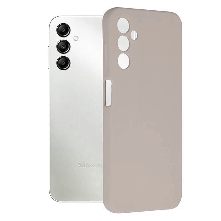 Husa Samsung Galaxy A15, Luxury Silicone, protectie camera, catifea in interior, bej — principală