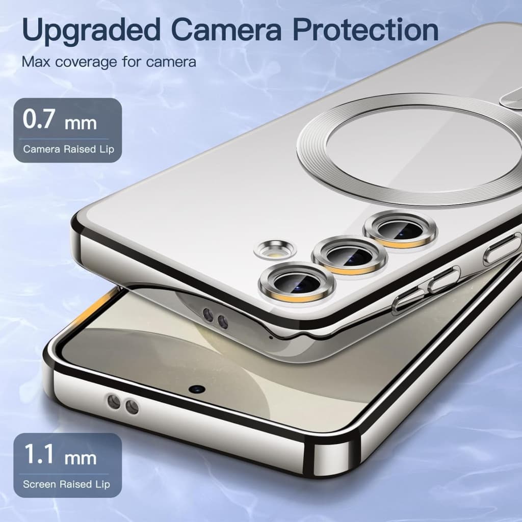 Husa Samsung Galaxy S23, Electroplating Magsafe TPU, protectie camera, margini albastre — varianta 4