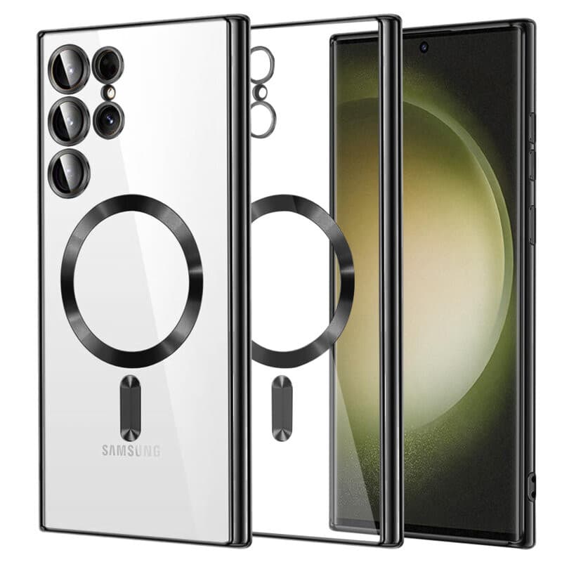 Husa Samsung Galaxy S22 Ultra, Electroplating Magsafe TPU, protectie camera, margini negre — principală