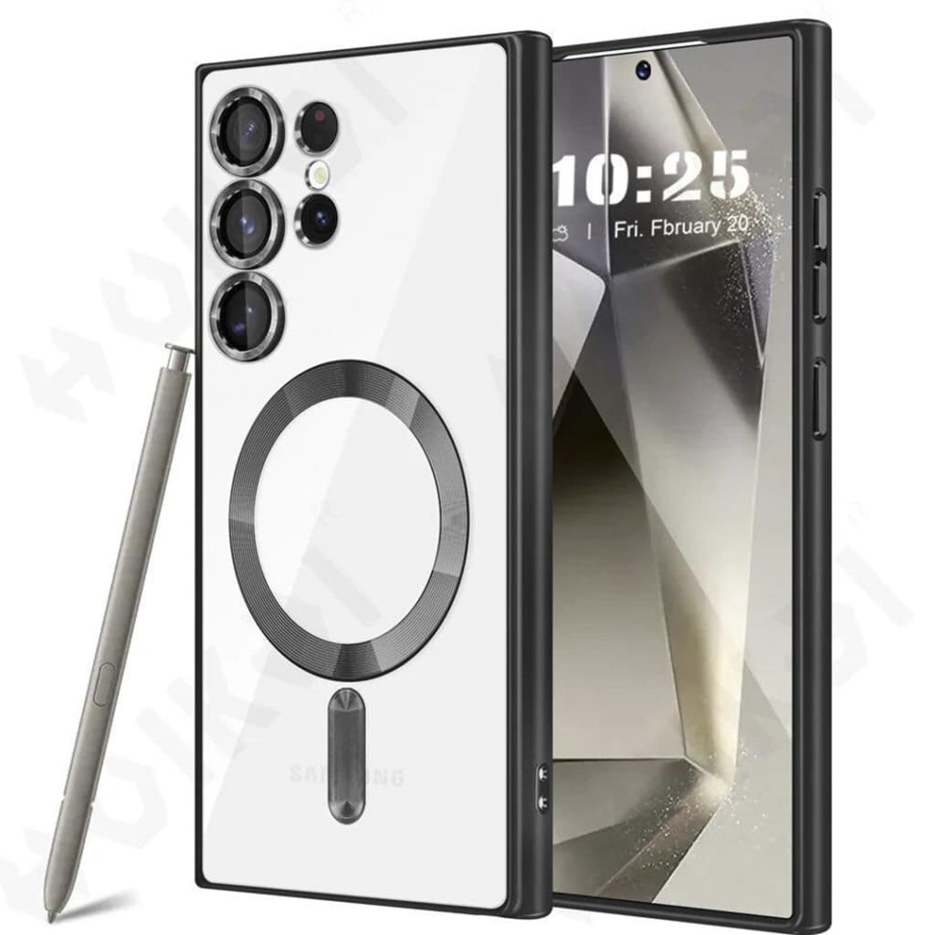 Husa Samsung Galaxy S22 Ultra, Electroplating Magsafe TPU, protectie camera, margini negre — varianta 2