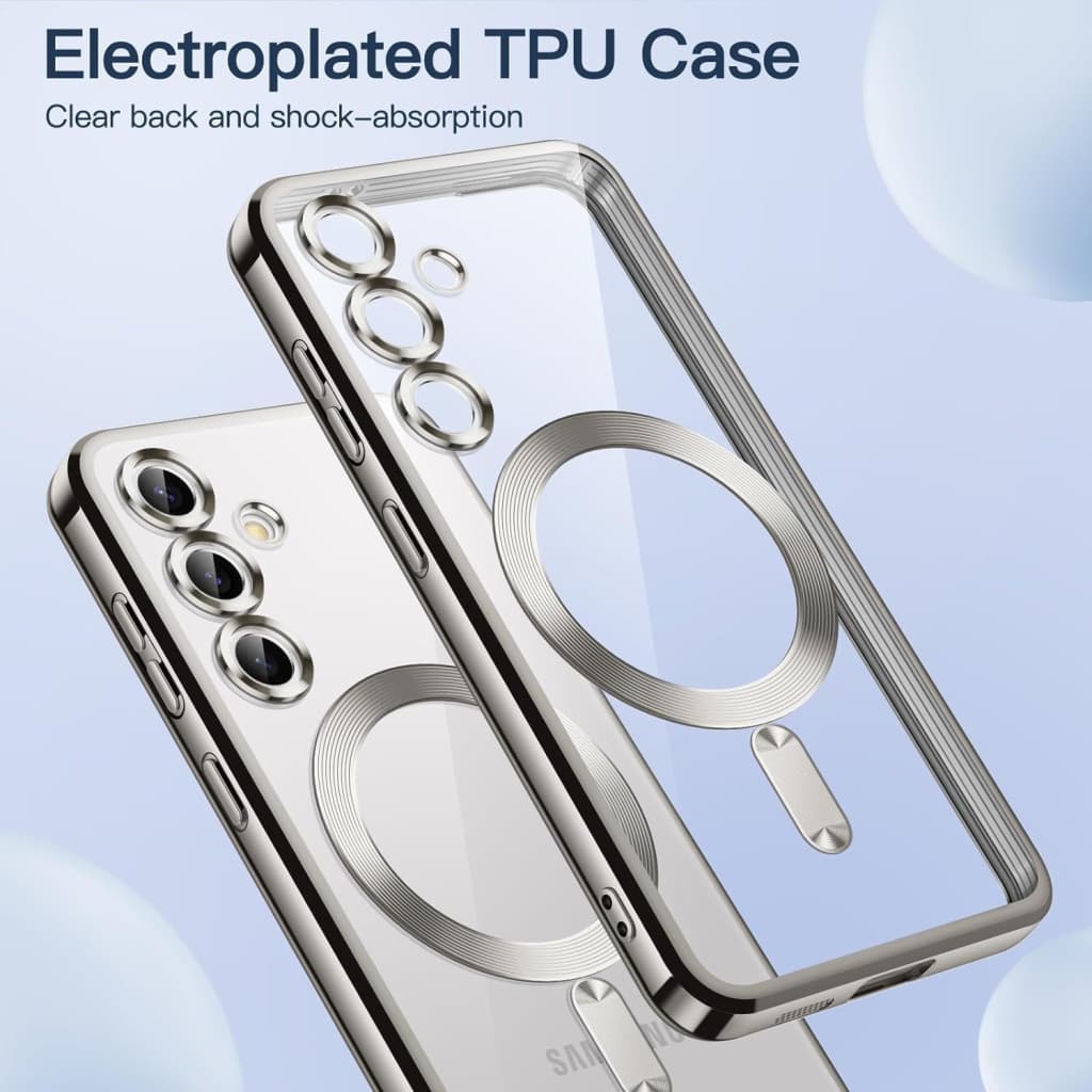 Husa Samsung Galaxy S22, Electroplating Magsafe TPU, protectie camera, margini argintii — varianta 3