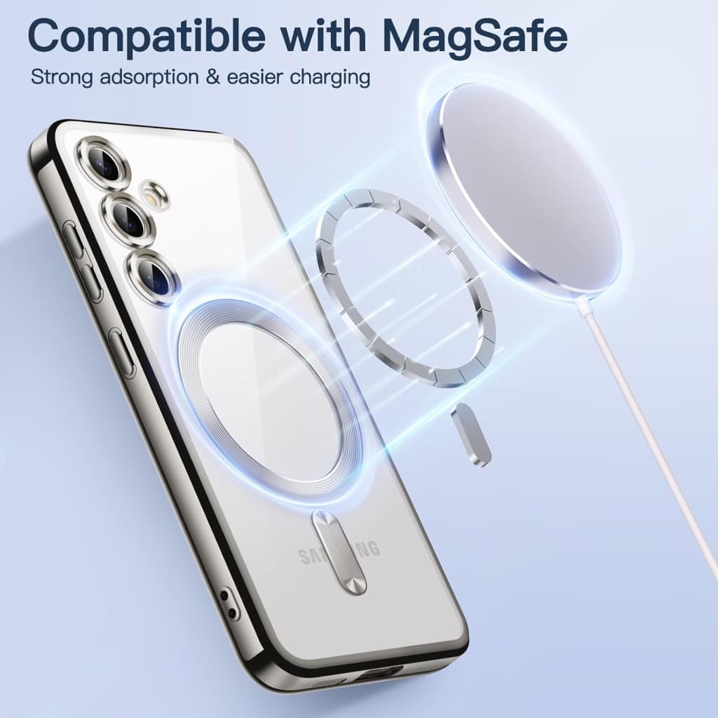 Husa Samsung Galaxy S22, Electroplating Magsafe TPU, protectie camera, margini rosii — varianta 2