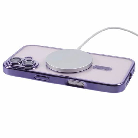 Husa Apple iPhone 16 Pro, Magsafe Electroplating TPU, protectie camera, margini mov — varianta 2